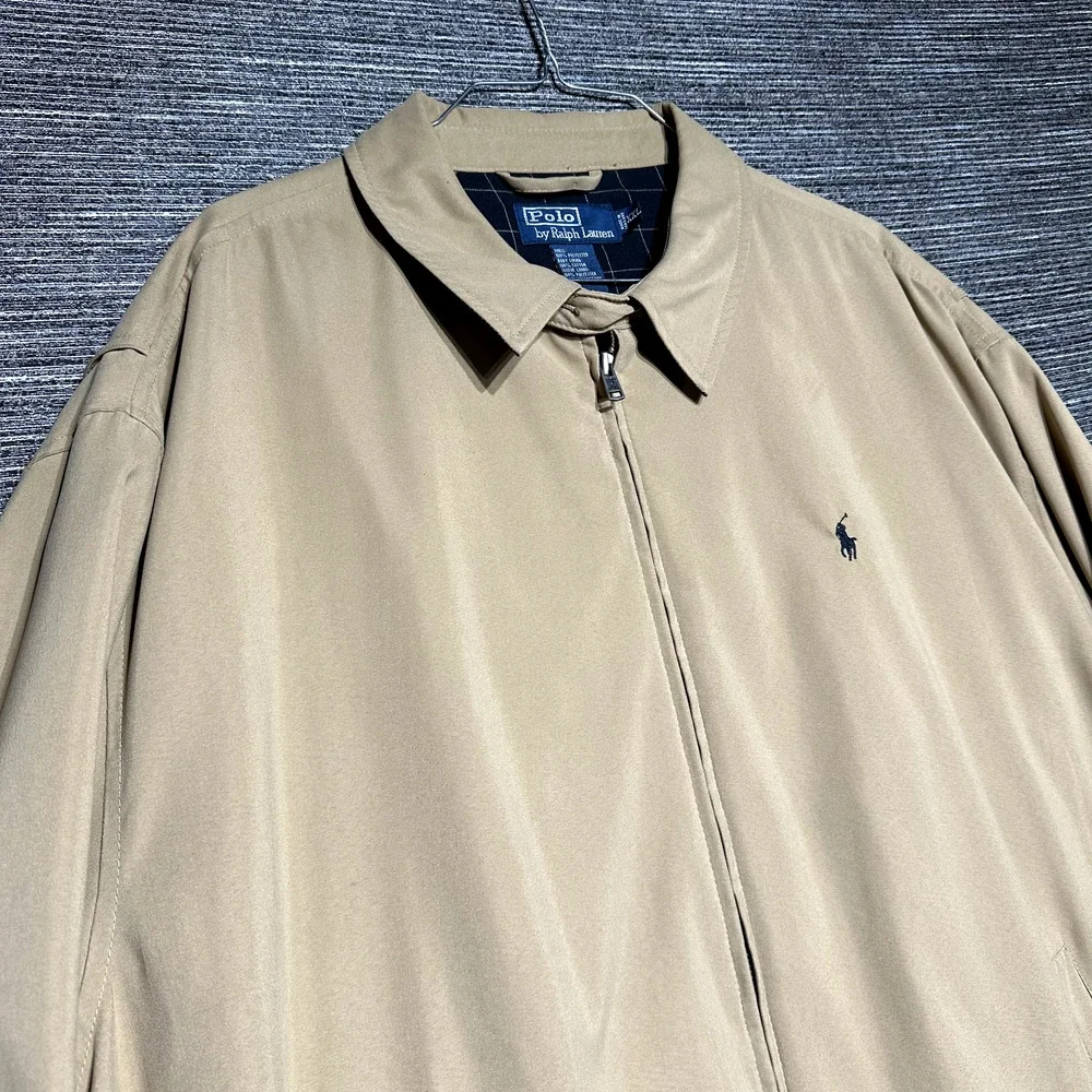 Polo by Ralph Lauren Jacket Men's 2XL Khaki Camel Brown Zip Lined Loop Collar